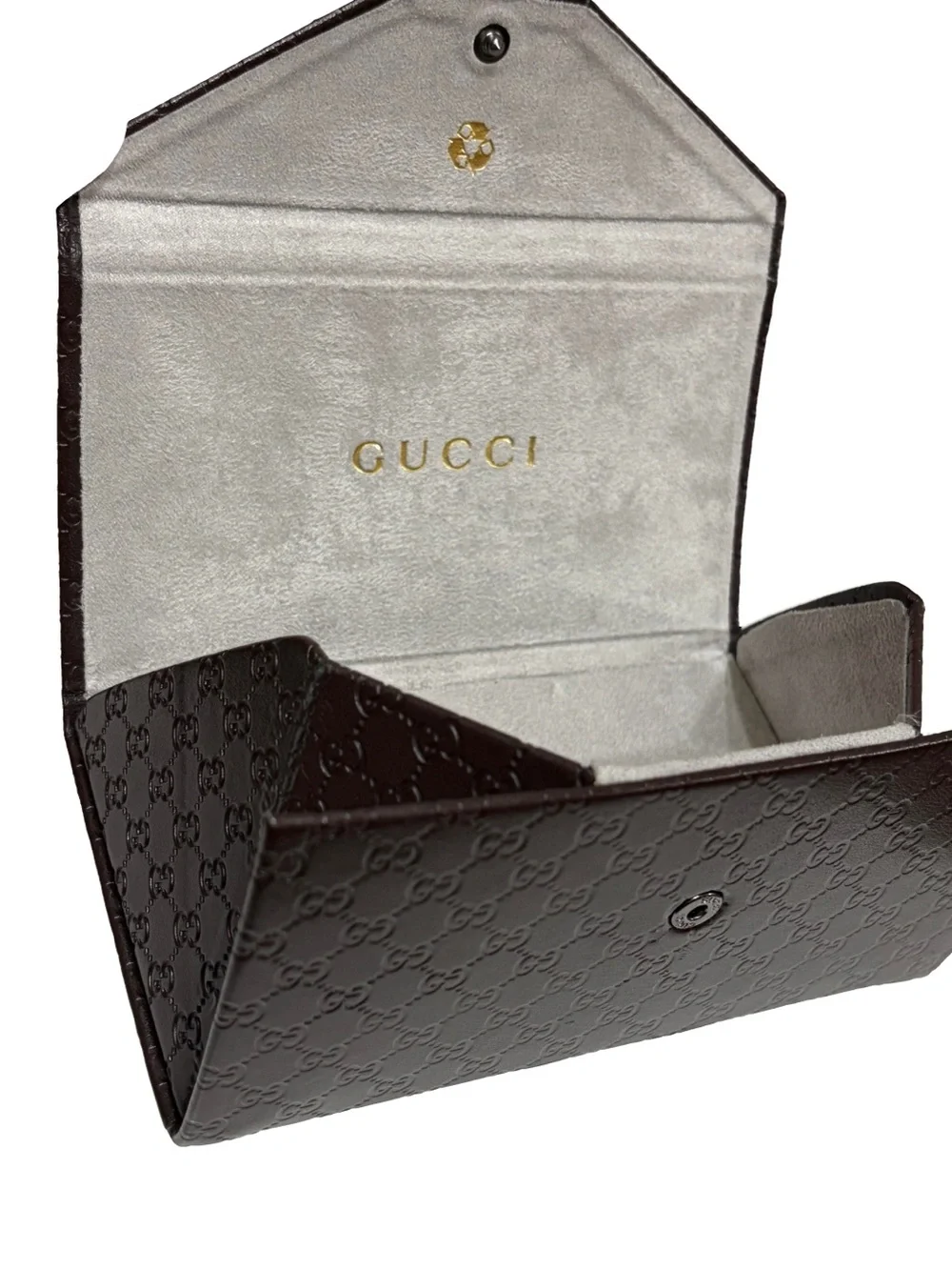 GUCCI BROWN GUCCISSIMA GLASSES CASE AUTHENTIC SNAP